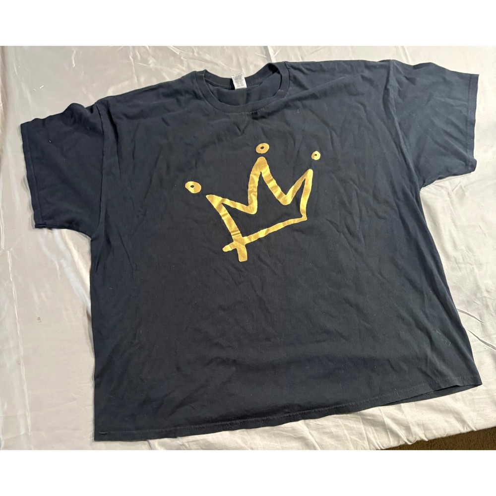 Gildan Heavy Cotton Black T-Shirt Gold Crown Graphic Mens 3XL Short Sleeve Tee